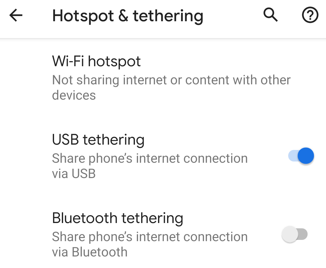 Pixel USB Tethering